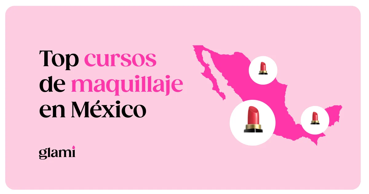Top cursos de maquillaje en México: mapa de México con labiales en varias ciudades