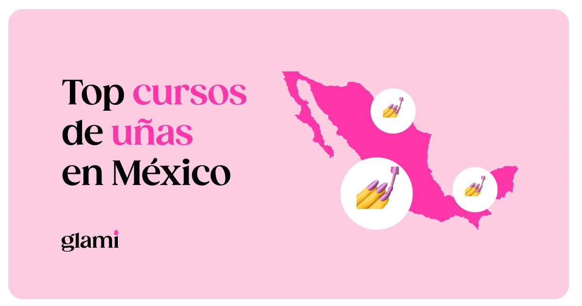 Top cursos de uñas en México: mapa de México con manos de manicure en varias ciudades