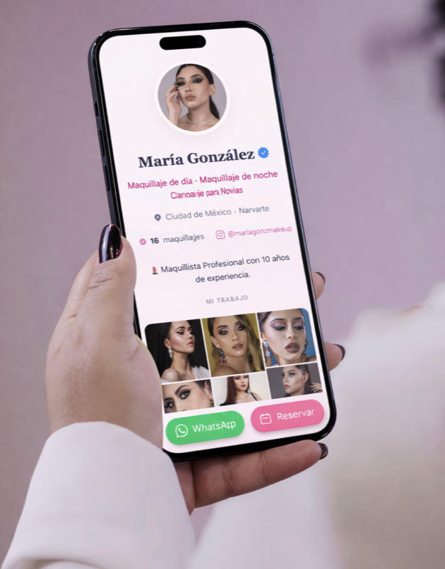 Página pública de un negocio en Glami, con sus servicios y su botón de reservar